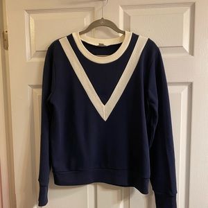 Jcrew blue strip V sweatshirt
